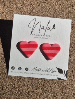 Stripey hearts midi stud
