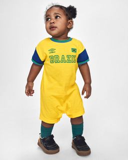 Baby Umbro Brazil Soccer Romper - Blue/Yellow/Green