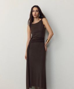 Robe Drapée Marron Chocolat -  Earthy