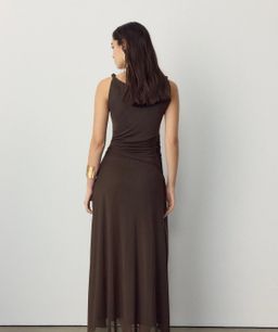 Robe Drapée Marron Chocolat -  Earthy