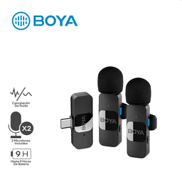 BOYA BY - V20 / MICROFONO INALAMBRICO / 2 MICROFONOS / 50M DE ALCANCE / CANCELACION DE RUIDO / USB C