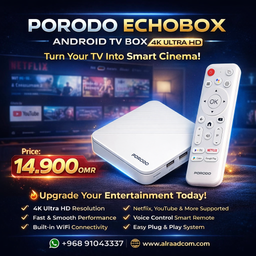 Porodo Echobox Android TV Box with 4K Ultra HD Streaming 