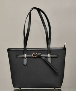 Belt Detail Structured Tote Bag