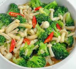Broccoli w/ Enoki Mushroom Stir Fry