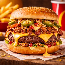 Cheese and Chilli Con Carne Burger