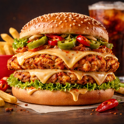 Hot Stuff Cheese and Chicken Burger