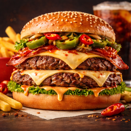 Hot Stuff Cheese and Bacon Burger