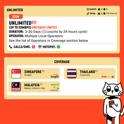 SIMPLY Unlimited Data | Singapore + Malaysia + Thailand eSIM | Up to 30 Days
