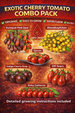 Exotic cherry tomato combo x 6 packs 10 seeds per pack