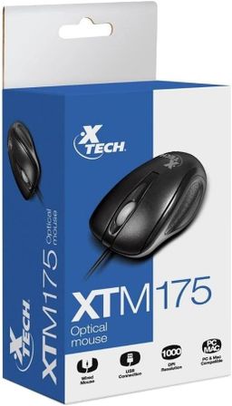 XTECH XTM 175 / 1000 DPI / 3 BOTONES / CABLE USB / ALAMBRICO / BLACK