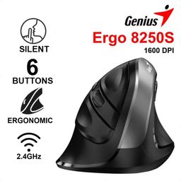 GENIUS ERGO 8250S / 1600 DPI / 6 BOTONES / WIRELESS USB / INALAMBRICO / VERTICAL / BLACK