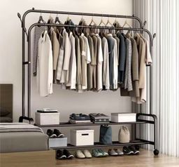 Perchero Doble de Metal con Rueditas 