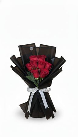 10pcs Classic Red Roses in Luxury Black Wrap