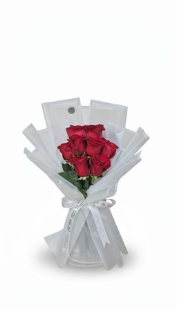 10pcs Classic Red Roses in Luxury White Wrap