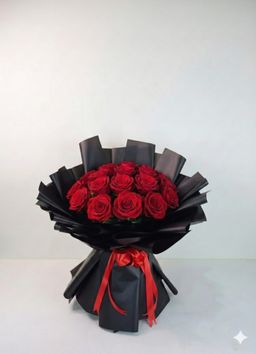 50pcs Red Rose WW With Black Wrapping