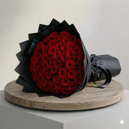 50pcs Red Rose Double Black Wrapping