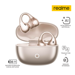 REALME BUDS CLIP AI / INALAMBRICO / BLUETOOTH / 36 HORAS BATERIA / TRADUCTO / TECNOLOGIA AI / DORADO