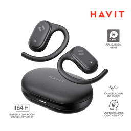 HAVIT OVISFIT 02A / INALAMBRICO / BLUETOOTH / 64 HORAS BATERIA / OPEN EAR DESING / BLACK