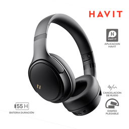 HAVIT H630BT PRO / INALAMBRICO / BLUETOOTH / 55 HORAS BATERIA / CANCELACION DE RUIDO / BLACK 