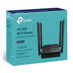TP LINK WIFI ARCHER C64 / ROUTER 1200 MBPS DUAL BAND / WIFI ZONE KILLER / SEGURIDAD WPA3 / 4 ANTENAS / PUERTO GIGABIT