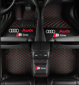TAPIS 8D plus LUXURY-AUDI  (NOIR/Rouge)