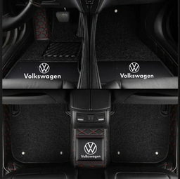 TAPIS 9D LUXURY-VOLKSWAGEN  (noir/rouge)+ mokitte noir