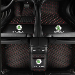 TAPIS 8D plus LUXURY-SKODA  (noir/rouge)