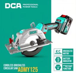 DCA CIRCULAR SAW CORDLESS BRUSHLESS ADMY125BM 2 Baterai 4Ah