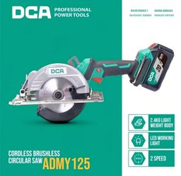 DCA CIRCULAR SAW CORDLESS BRUSHLESS ADMY125BM 2 Baterai 4Ah