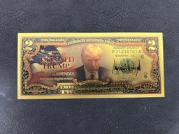 President Donald Trump Never Surrender 2 Dollars – 24K Gold Plated Collectible Note