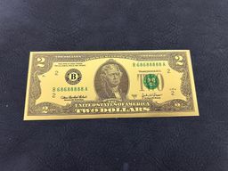 U.S. Two Dollars Jefferson Note – 24K Gold Plated Collectible Note