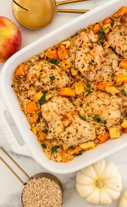 Chutney Chicken Drumsticks, Roasted Butternut & Rice