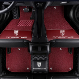 TAPIS 9D LUXURY-porshe (noir/noir)+mokitte rouge 