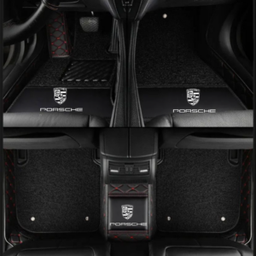 TAPIS 9D LUXURY-porshe (noir/rouge)+mokitte noir 