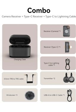 Hollyland Lark M2S Combo Wireless Lavalier Microphone Vocal Microphone 