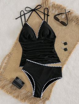 Black w/White Two Piece