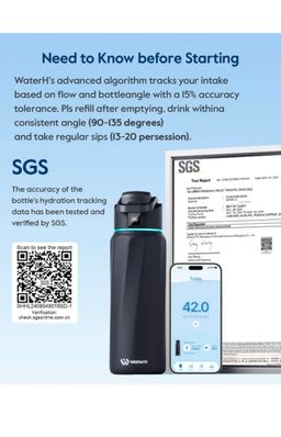 WATERH BOOST Smart Bottle with Reminder to Drink & Tracker Bottle
