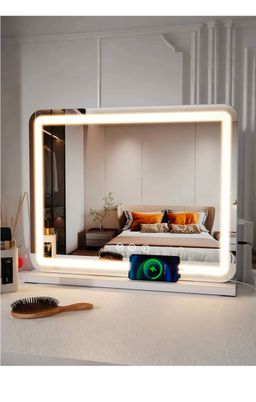 Large Makeup Mirror with LED Lights, Smart Touch Dimmable 3-Color Light, Memory Function
