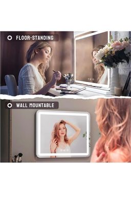Large Makeup Mirror with LED Lights, Smart Touch Dimmable 3-Color Light, Memory Function