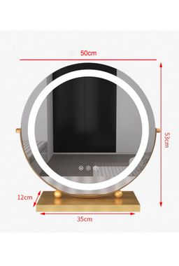 Round LED Lighted Up Makeup Mirror, Touch Sensor with 3-Color Lighting Dimmable 