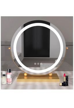 Round LED Lighted Up Makeup Mirror, Touch Sensor with 3-Color Lighting Dimmable 