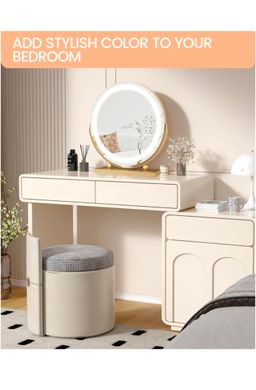 Round LED Lighted Up Makeup Mirror, Touch Sensor with 3-Color Lighting Dimmable 