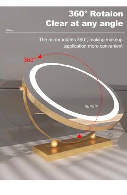 Round LED Lighted Up Makeup Mirror, Touch Sensor with 3-Color Lighting Dimmable 