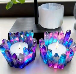 Molde para macetera o velas, Cristales. 
