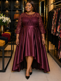 Luceez Hi-Low dress Wine EU56(US 56)