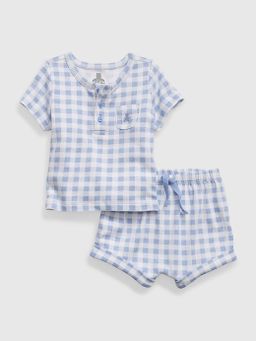 Henley Organic Cotton 2 piece Checkered