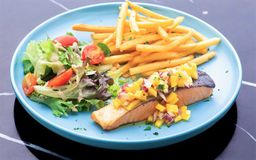Salmon Steak with Thai Mango Salsa