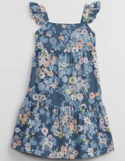 Spring Floral Midi Dress in Blue