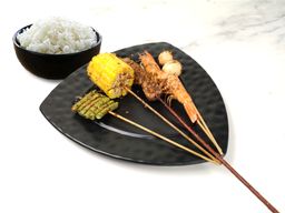 Mixed BBQ Skewers Set (with Rice) 混合烧烤串套餐 (加米饭)