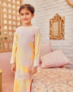 TIARA LACE KURUNG (KIDS) - YELLOW PINK